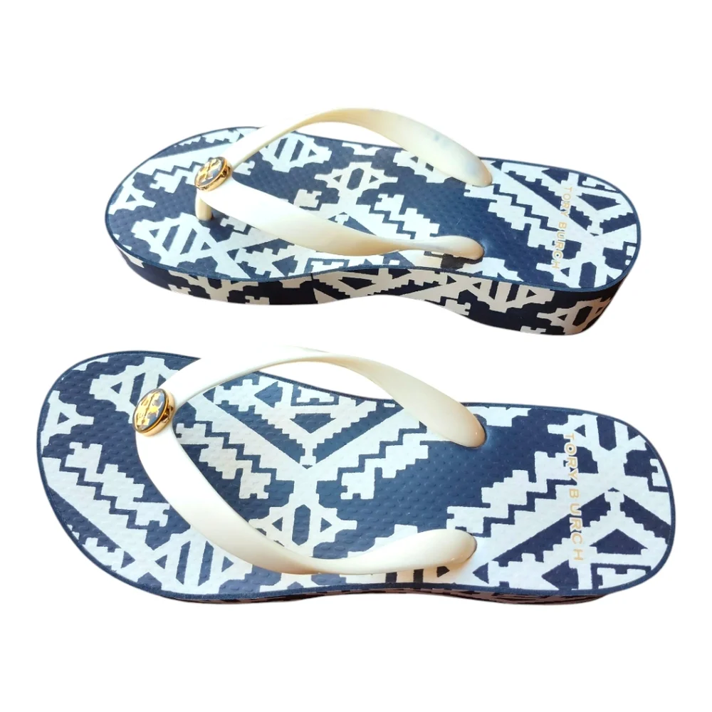 Tory Burch Womens Printed Platform Flip-flops